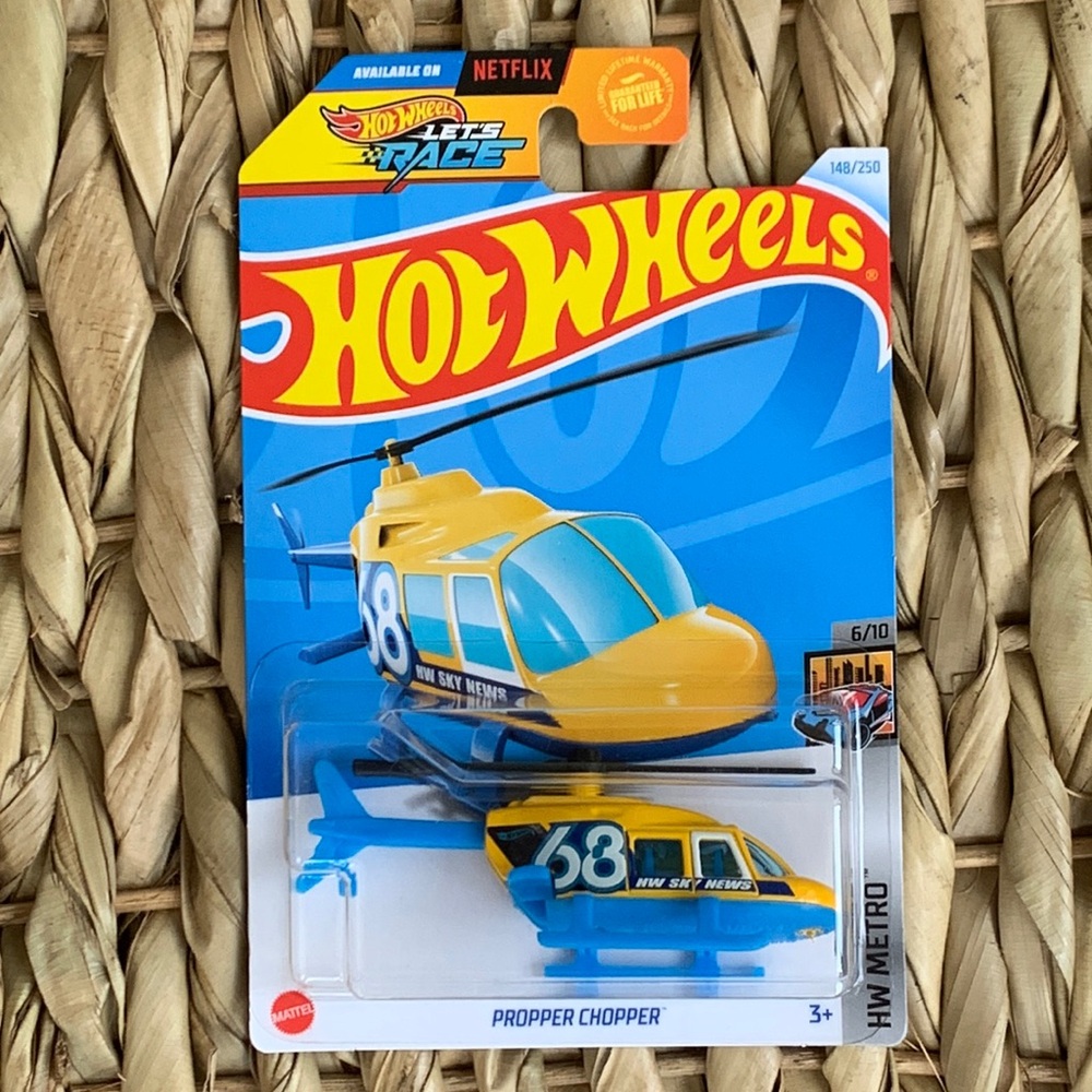 Hot Wheels Propper Chopper Helicopter 68 Sky News Hotwheels Diecast Toy New 2024